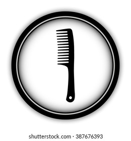 Comb - vector icon; round  button with shadow