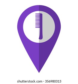Comb - vector icon;  violet map pointer