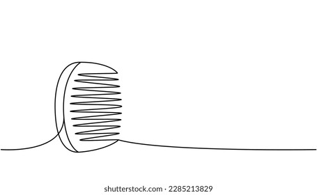 Comb, peine de madera para el pelo, pincel para el pelo dibujo continuo de una línea. Barber shop y herramientas de peluquería continua ilustración de una línea.