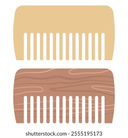 Comb and Wooden Comb on white for styling and combing hair. Vector illustration flat design.