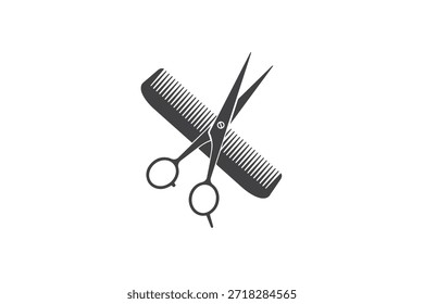 Peine X Tijeras para el cabello Simple Icon Logo Vector