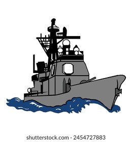 Combat aircraft carrier icon flat vector. Naval view. Boat sea isolated on a white background