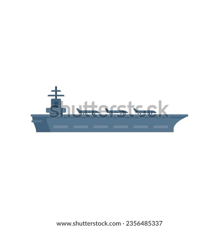 Combat aircraft carrier icon flat vector. Naval view. Boat sea isolated
