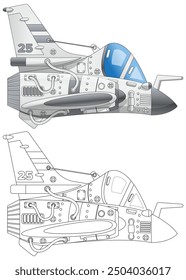 Aviones de combate. Luchador. Aislado sobre fondo blanco. Ilustración vectorial.