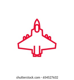 combat aircraft icon, linear style