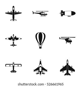 Combat aircraft icons set. Simple illustration of 9 combat aircraft vector icons for web