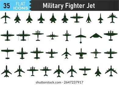 Combat Aircraft icons set. Wings of Power Fighters and bombers silhouette on white background. Vector illustration