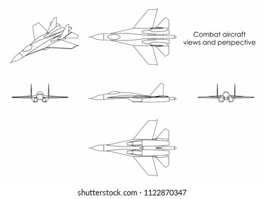 Combat aircraft. Outline only.