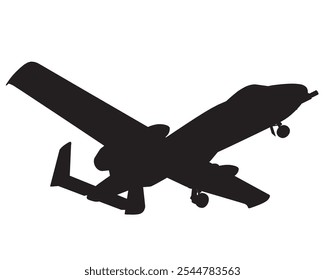 Silueta de avión de combate. Vista inferior. Ilustración vectorial