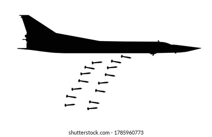 Combat Aircraft Silhouette, Bomber, Fighter Jet, Vector Illustration