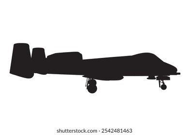 Combat aircraft silhouette. Side view. Vector illustration