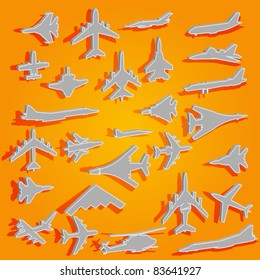 Combat aircraft. Team. vector illustration for designers