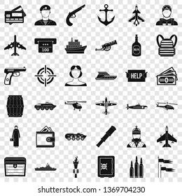 Combat alarm icons set. Simple style of 36 combat alarm vector icons for web for any design
