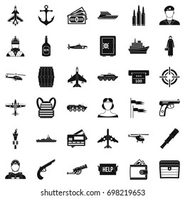 Combat alarm icons set. Simple style of 36 combat alarm vector icons for web isolated on white background
