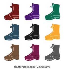 Combat boot icon in black style isolated on white background. Hunting symbol stock vector illustration.