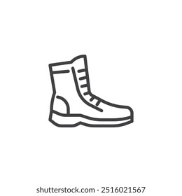 Combat Boot line icon. linear style sign for mobile concept and web design. Military boot outline vector icon. Symbol, logo illustration. Vector graphics