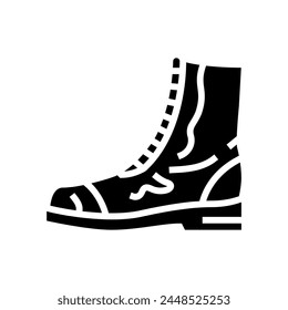 combat boot vintage fashion glyph icon vector. combat boot vintage fashion sign. isolated symbol illustration