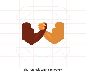 Combat Concept Icon with Arm-wrestling Hands