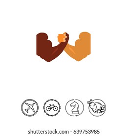 Combat Concept Icon with Arm-wrestling Hands