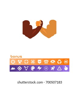 Combat Concept Icon with Arm-wrestling Hands