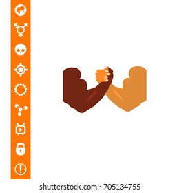 Combat Concept Icon with Arm-wrestling Hands