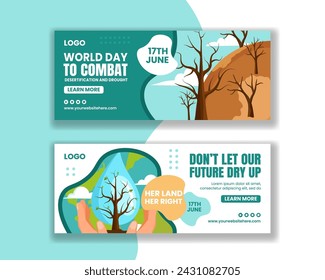 Combat Desertification and Drought Horizontal Banner Flat Cartoon Hand Drawn Templates Background Illustration