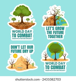 Combat Desertification and Drought Label Flat Cartoon Hand Drawn Templates Background Illustration