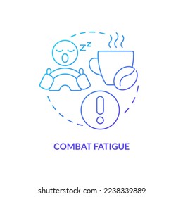 Combat fatigue blue gradient concept icon. Sleepy and tired driver. Driving safety at night abstract idea thin line illustration. Isolated outline drawing. Myriad Pro-Bold font used