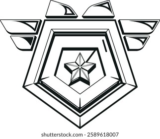 Combat game level badge black-and-white