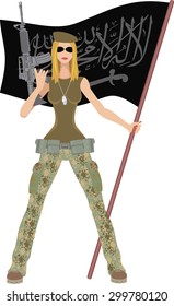 Combat girl with flag
