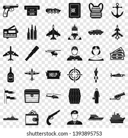 Combat gun icons set. Simple style of 36 combat gun vector icons for web for any design