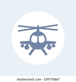 combat helicopter icon isolated over white, vector illustration