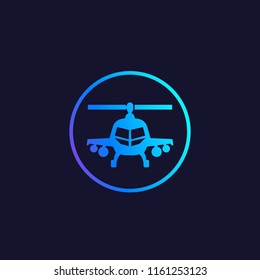 combat helicopter vector icon in circle