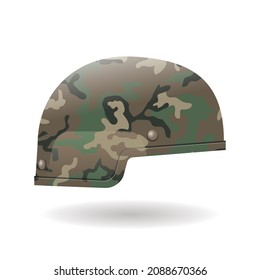 A combat helmet or battle helmet, tactical, camouflage color, vector illustration 