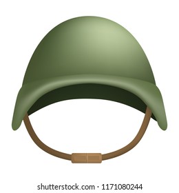 Combat helmet mockup. Realistic illustration of combat helmet vector mockup for web design isolated on white background