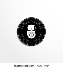 Combat helmet and swords. Vector illustration.