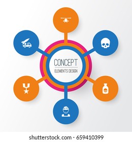Combat Icons Set. Collection Of Danger, Cranium, Military And Other Elements. Also Includes Symbols Such As Fatal, Head, Medal. Combat Icons Set. Collection Of Danger, Cranium, Military And Other Elements. Also Includes Symbols Such As Fatal, Head, Medal.