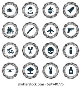 Combat Icons Set. Collection Of Fugitive, Order, Atom And Other Elements. Also Includes Symbols Such As Head, People, Medal.
