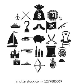 Combat icons set. Simple set of 25 combat vector icons for web isolated on white background