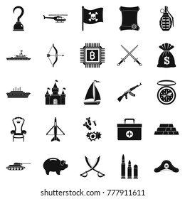 Combat icons set. Simple set of 25 combat vector icons for web isolated on white background