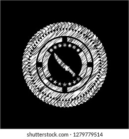 combat knife icon with chalkboard texture