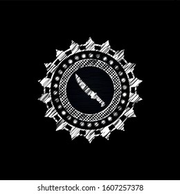 combat knife icon drawn chalk emblem, retro style, chalk or chalkboard texture