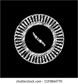 combat knife icon drawn with chalkboard texture