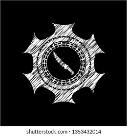 combat knife icon drawn on a blackboard