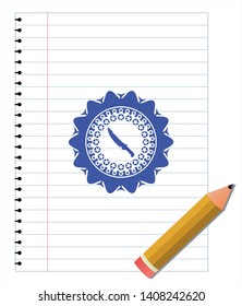 combat knife icon drawn with pen strokes. Blue ink. Vector Illustration. Detailed.