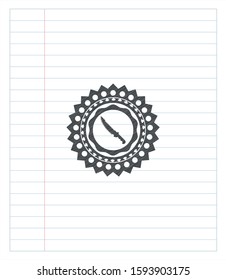 combat knife icon drawn with pencil strokes. Vector Illustration. Detailed.