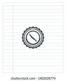 combat knife icon emblem draw with pencil effect. Vector Illustration. Detailed.