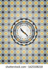 combat knife icon inside arabic emblem background. Arabesque decoration.
