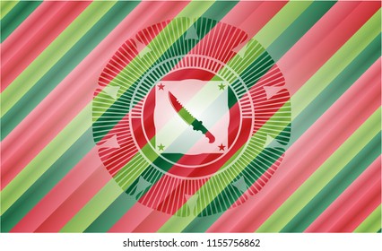combat knife icon inside christmas colors badge.