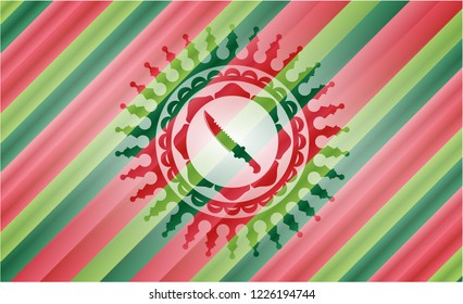 combat knife icon inside christmas badge background.